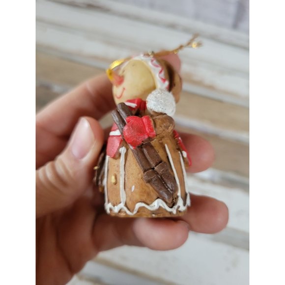 Snowman skier gingerbread ornament vintage Xmas holiday tree - Picture 7 of 7